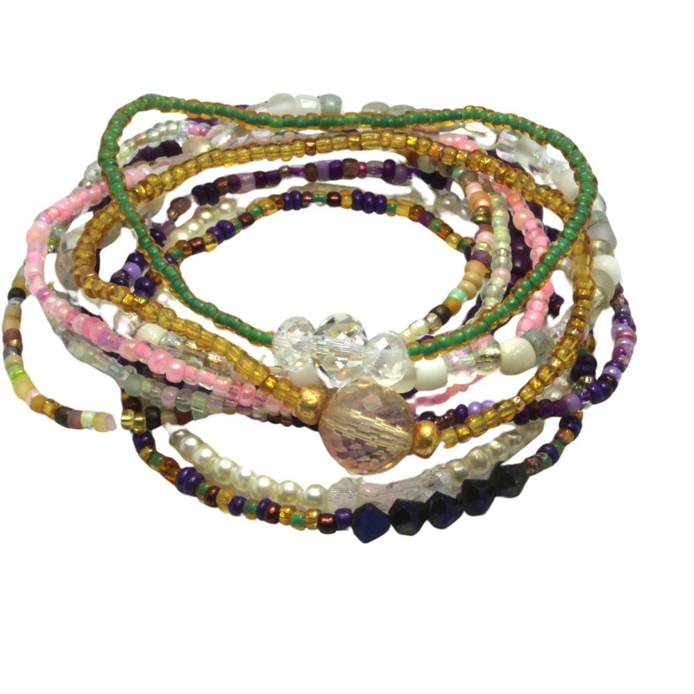 10 pcs. -  Seed Bead, Crystal & Gemstone Stacking Stretch Bracelets / 6.5 in.